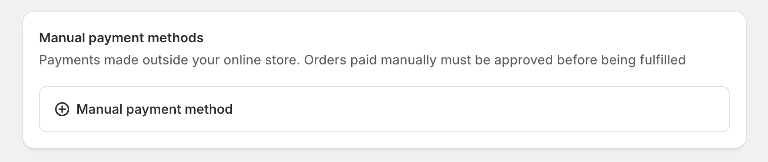 Shopify Manual Payment Methods