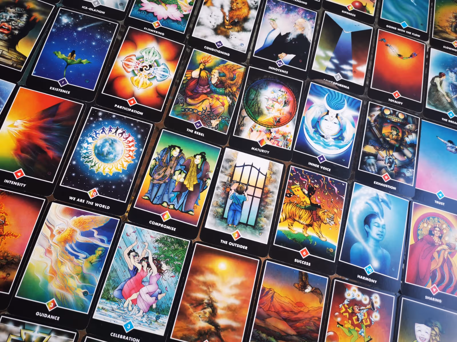 Full oracle card layout from the Osho Zen Tarot for deep reflection and energetic insight.