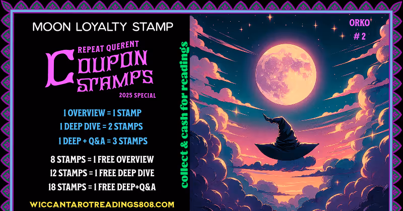 Mars Coupon stamp showing a wizard hat and floating full moon, reminiscent of the invisible Orko from He-Man. A mystical coupon invoking unseen power and magical presence.