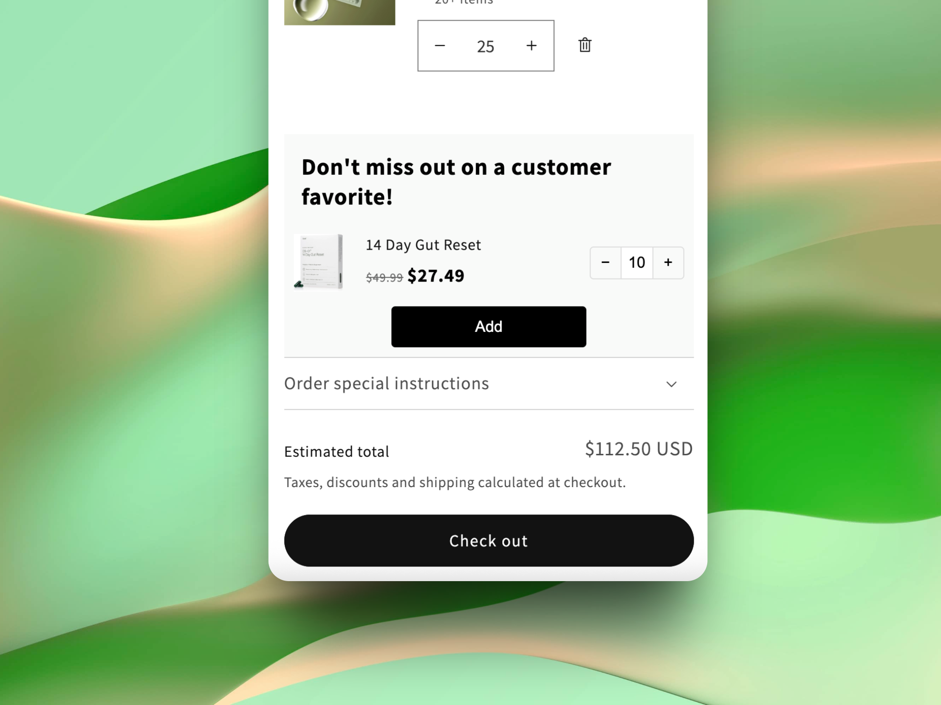 Checkout and add to cart asset