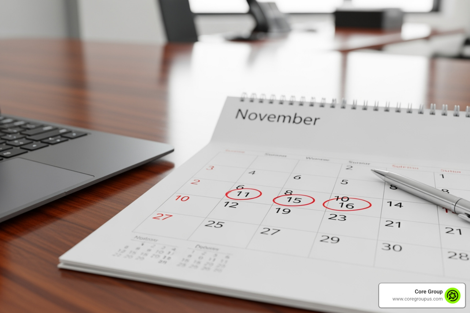 of a calendar with quarterly tax due dates circled - bookkeeping for creatives of a calendar with quarterly tax due dates circled - bookkeeping for creatives