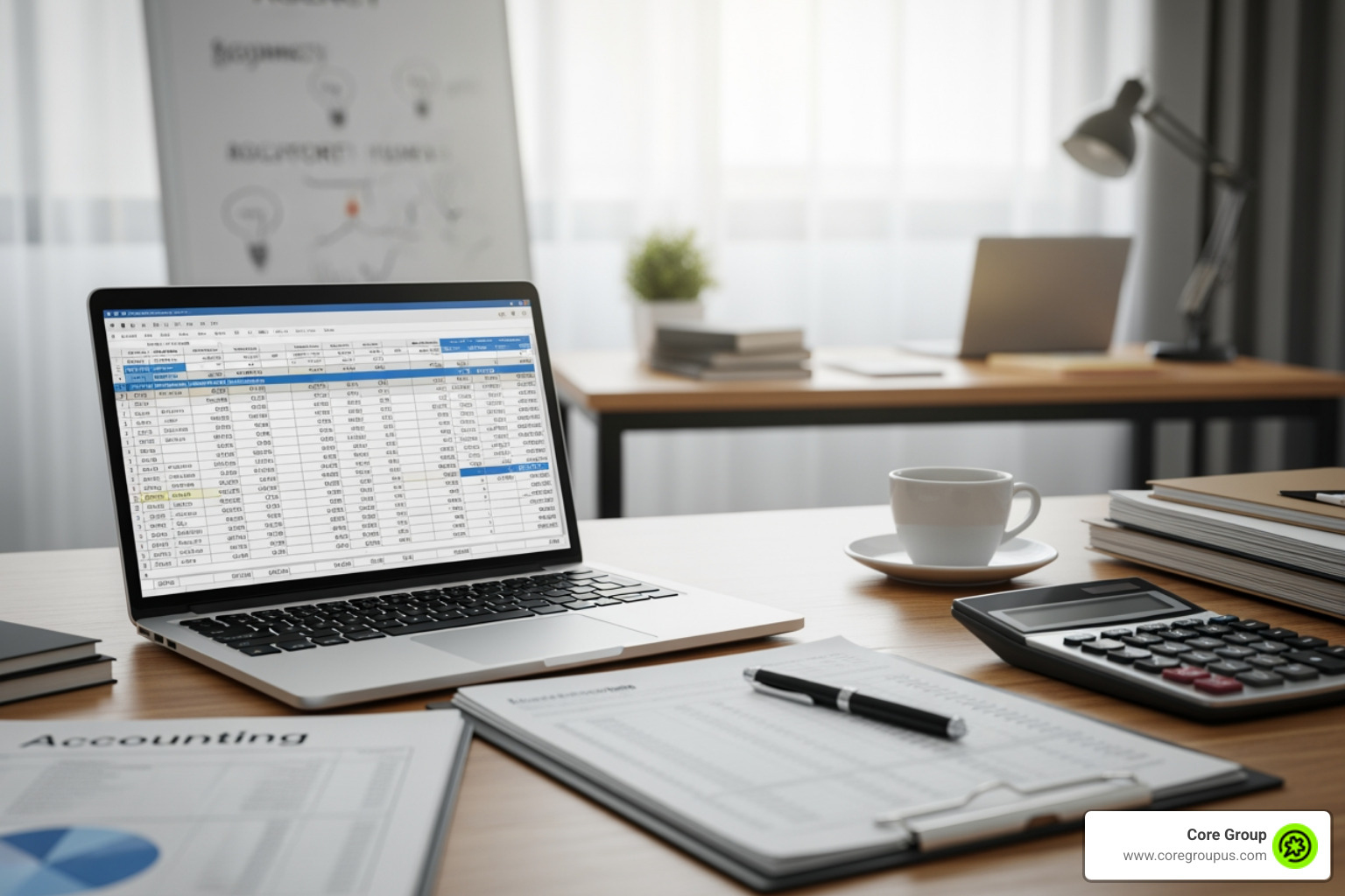 whiteboard with cash flow diagrams and profit calculations - Bookkeeping for agencies