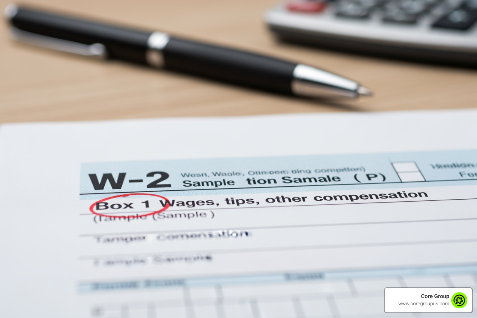 IRS tax form or a W-2 with a highlighted box for "Wages, tips, other compensation" - employer gifts taxable