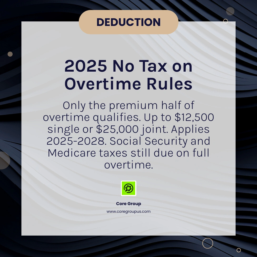2025 No Tax on Overtime deduction limits, phase-outs, and eligibility rules at a glance infographic