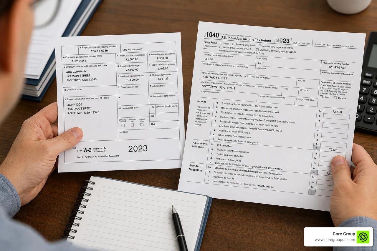 comparing W2 to Form 1040 comparing W2 to Form 1040