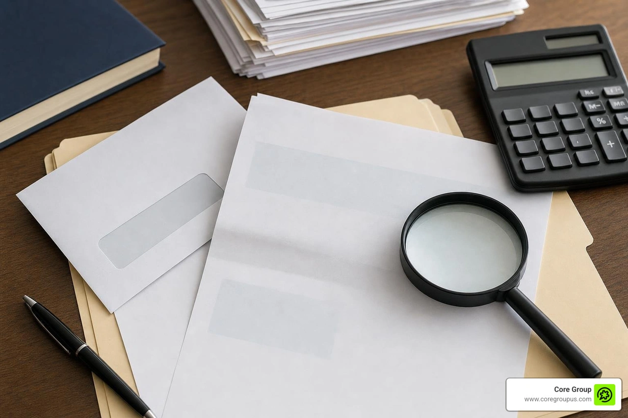 An IRS letter indicating a review or hold on a taxpayer account An IRS letter indicating a review or hold on a taxpayer account