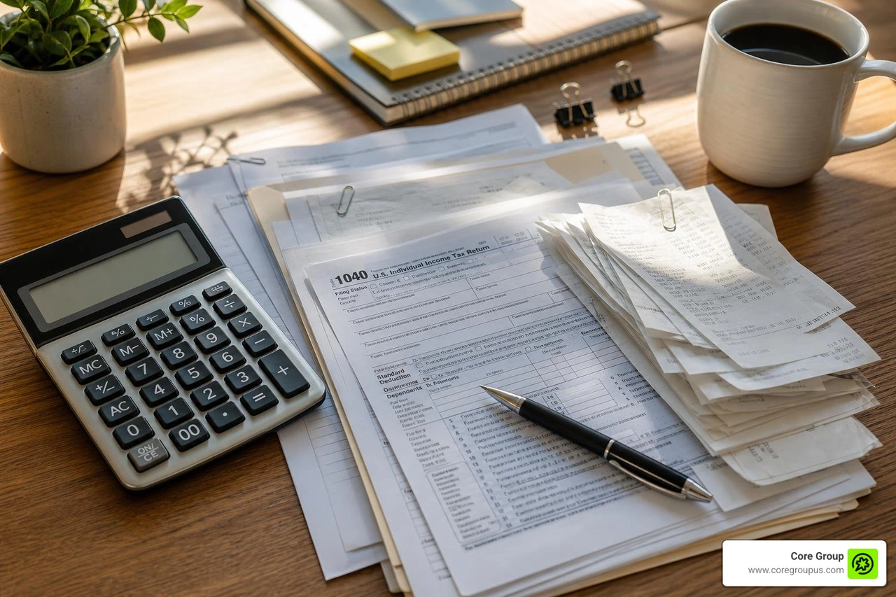 tax documents and a calculator tax documents and a calculator