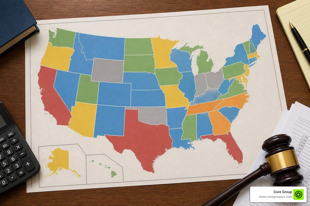 US map highlighting tax rules US map highlighting tax rules