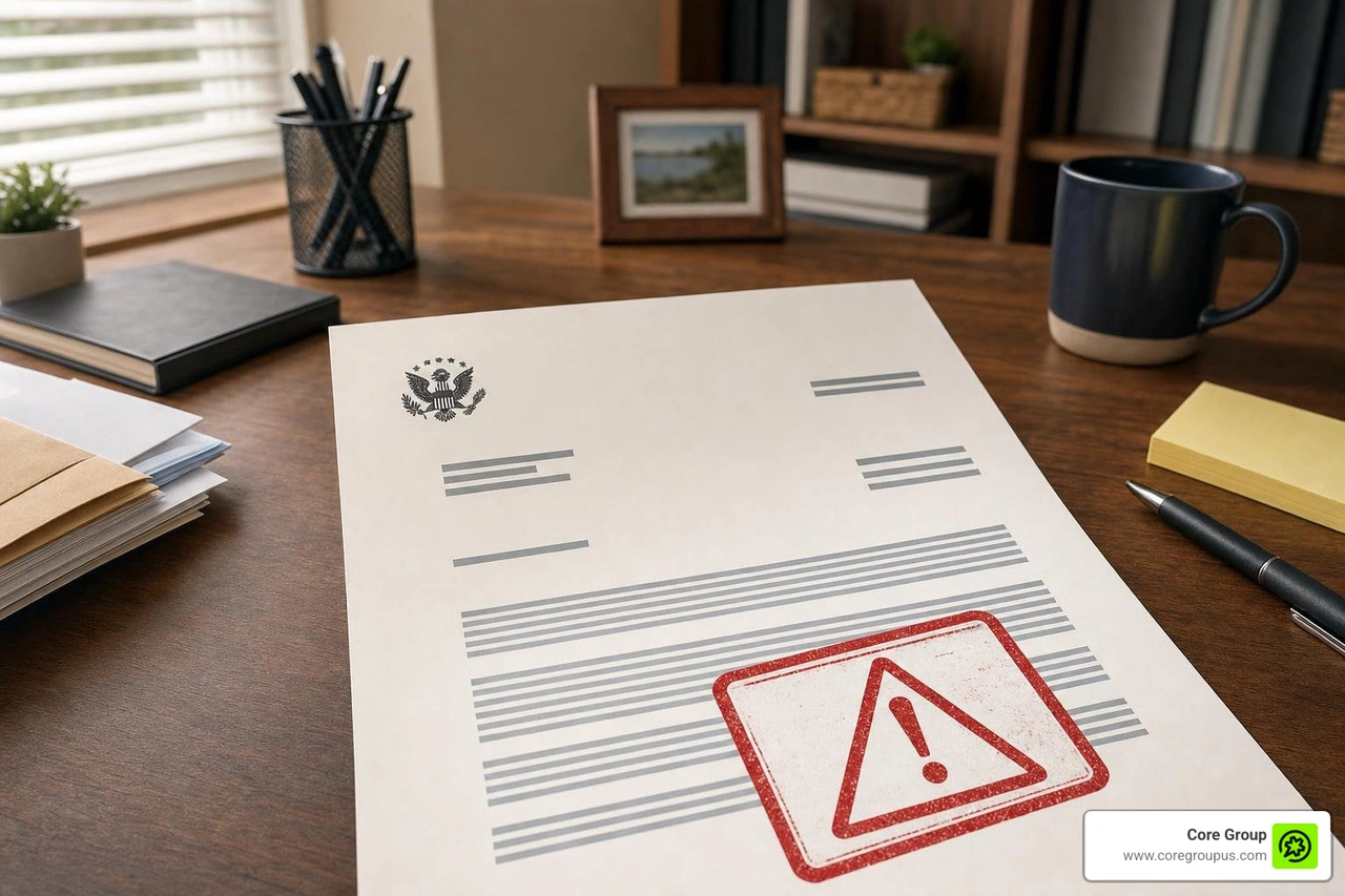 IRS audit notification letter warning of potential filing corrections