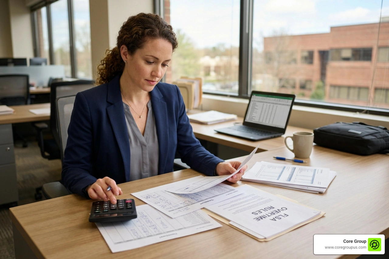 Payroll calculations and FLSA overtime tracking