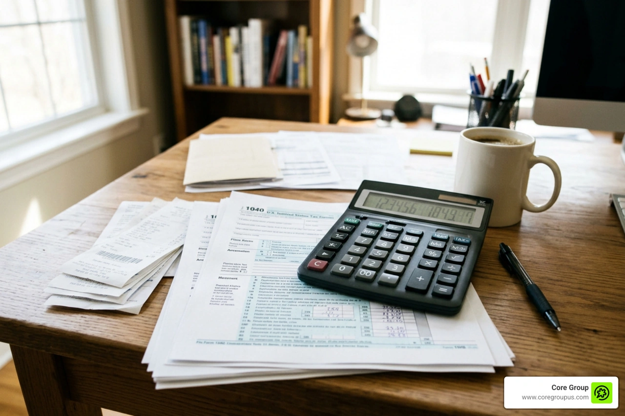 tax calculator and financial paperwork tax calculator and financial paperwork