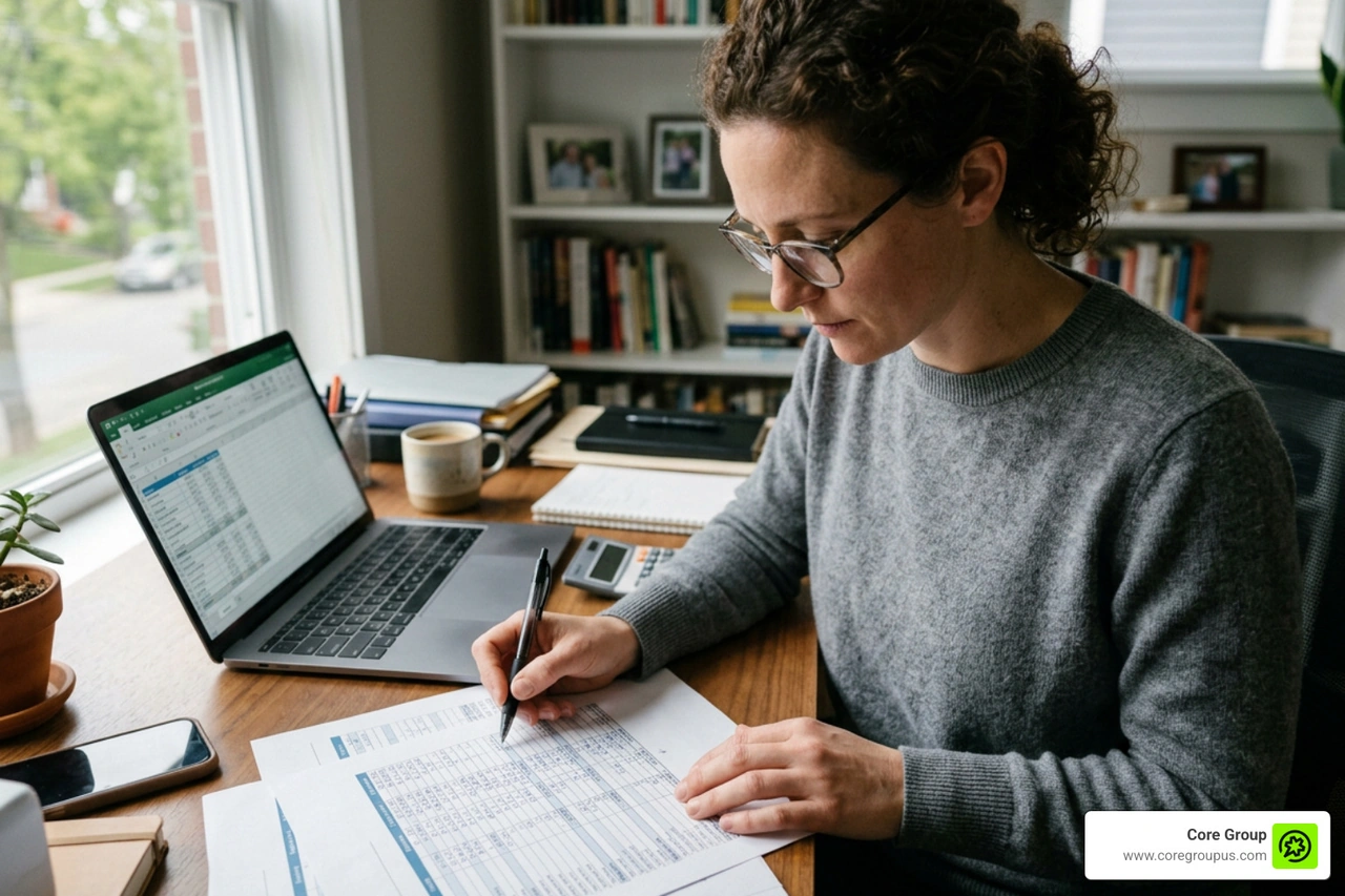 financial worksheet and calculations