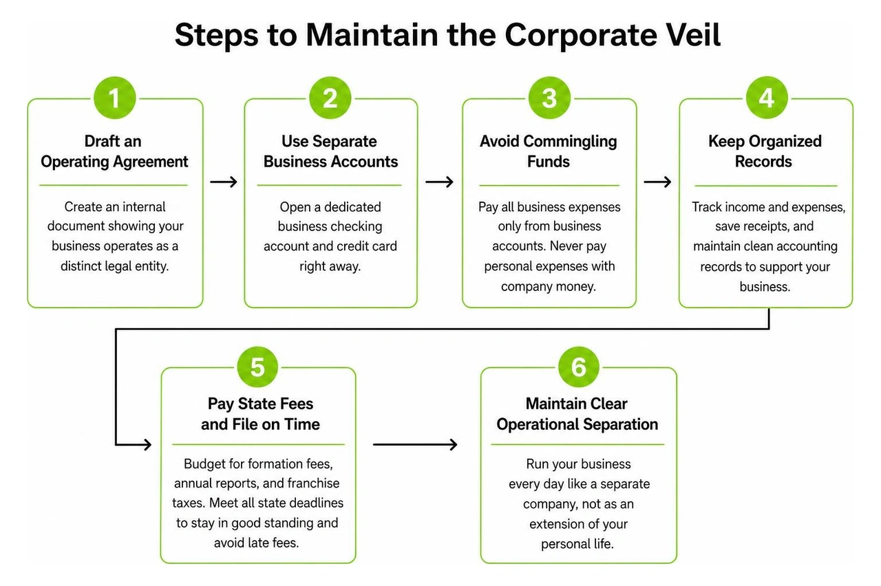 Steps to maintain the corporate veil Steps to maintain the corporate veil