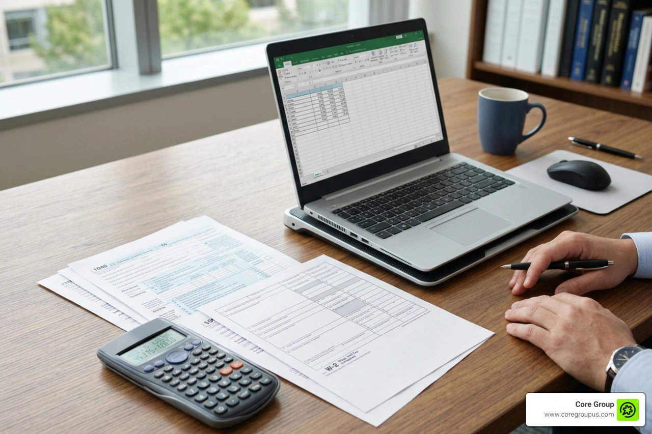 tax documents and calculator used for OBBBA overtime tax deduction calculations