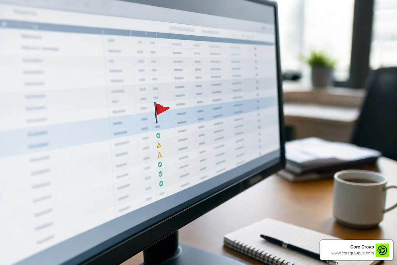 Automated audit check interface highlighting timecard discrepancies Automated audit check interface highlighting timecard discrepancies