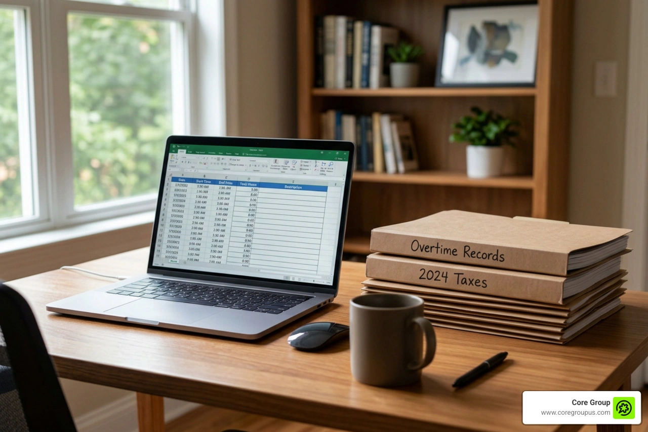 organized tax folders and digital time tracking logs organized tax folders and digital time tracking logs