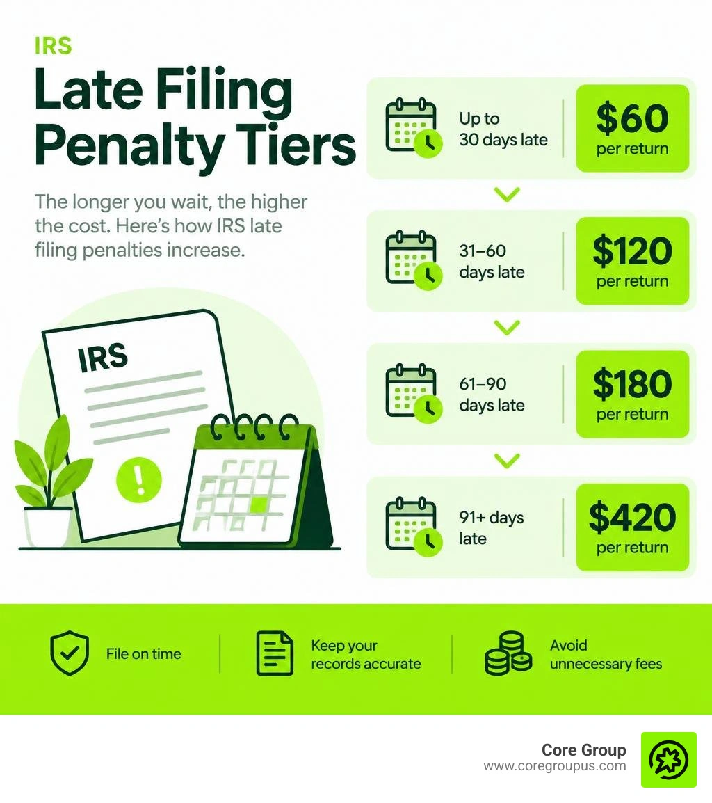IRS late filing penalty tiers infographic infographic IRS late filing penalty tiers infographic infographic