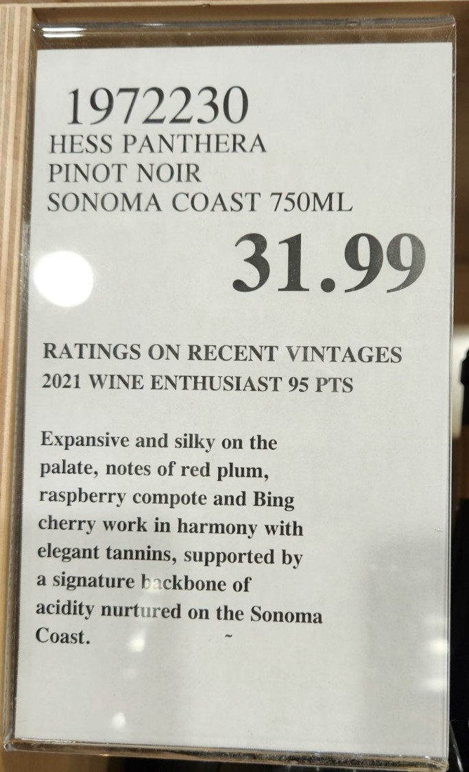 Panthera 2021 Sonoma Coast Pinot Noir is a bold, silky, flavorful Pinot that punches above its price tag. Great fruit, balanced acidity, and a polished finish make it a perfect Lakeshore dinner companion. I’d buy it again—gladly.