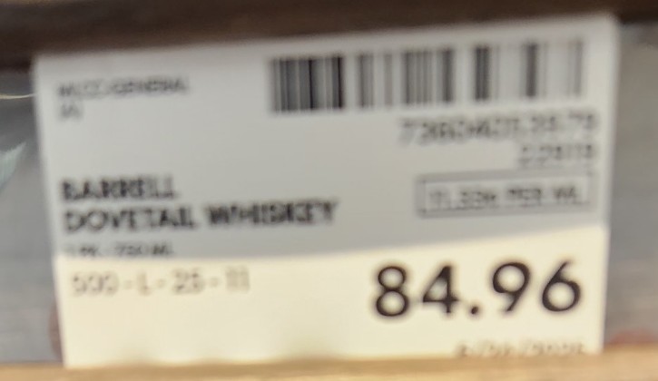 Barrell Dovetail is loud, flavorful, and worth the $84.96 if you like complex, finished bourbons. It delivers dark fruit, sweetness, spice, and grip from the Cabernet barrels, all wrapped up in a high-proof hug. Not a daily drinker, but absolutely worth having on your shelf.
