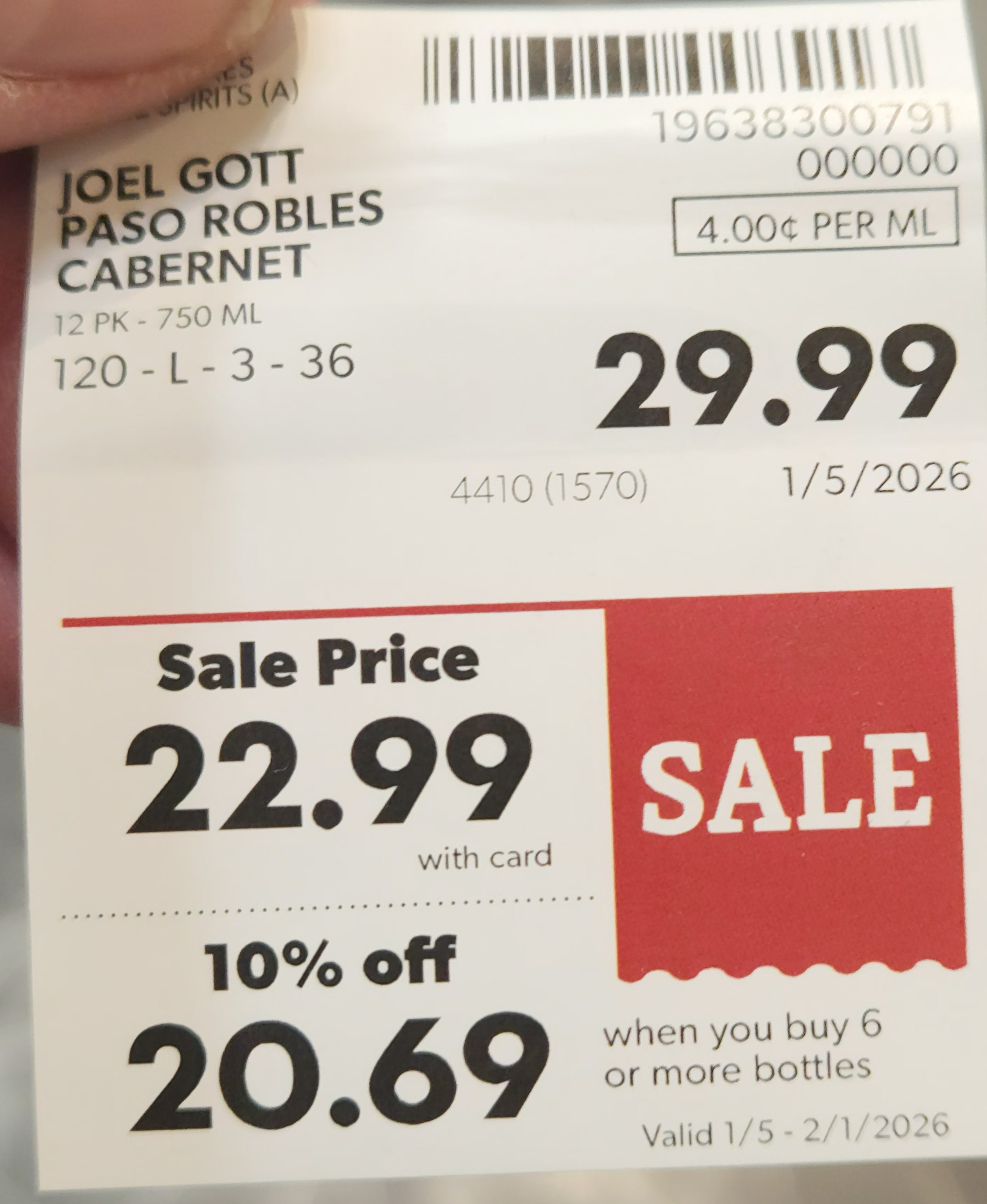 The 2022 Joel Gott Paso Robles Cabernet Sauvignon is exactly what a Michigan winter wine should be: dependable, warming, and priced fairly. At the 6-bottle deal, it’s one of the better Cabernet values on the shelf right now—especially for drink-now satisfaction.