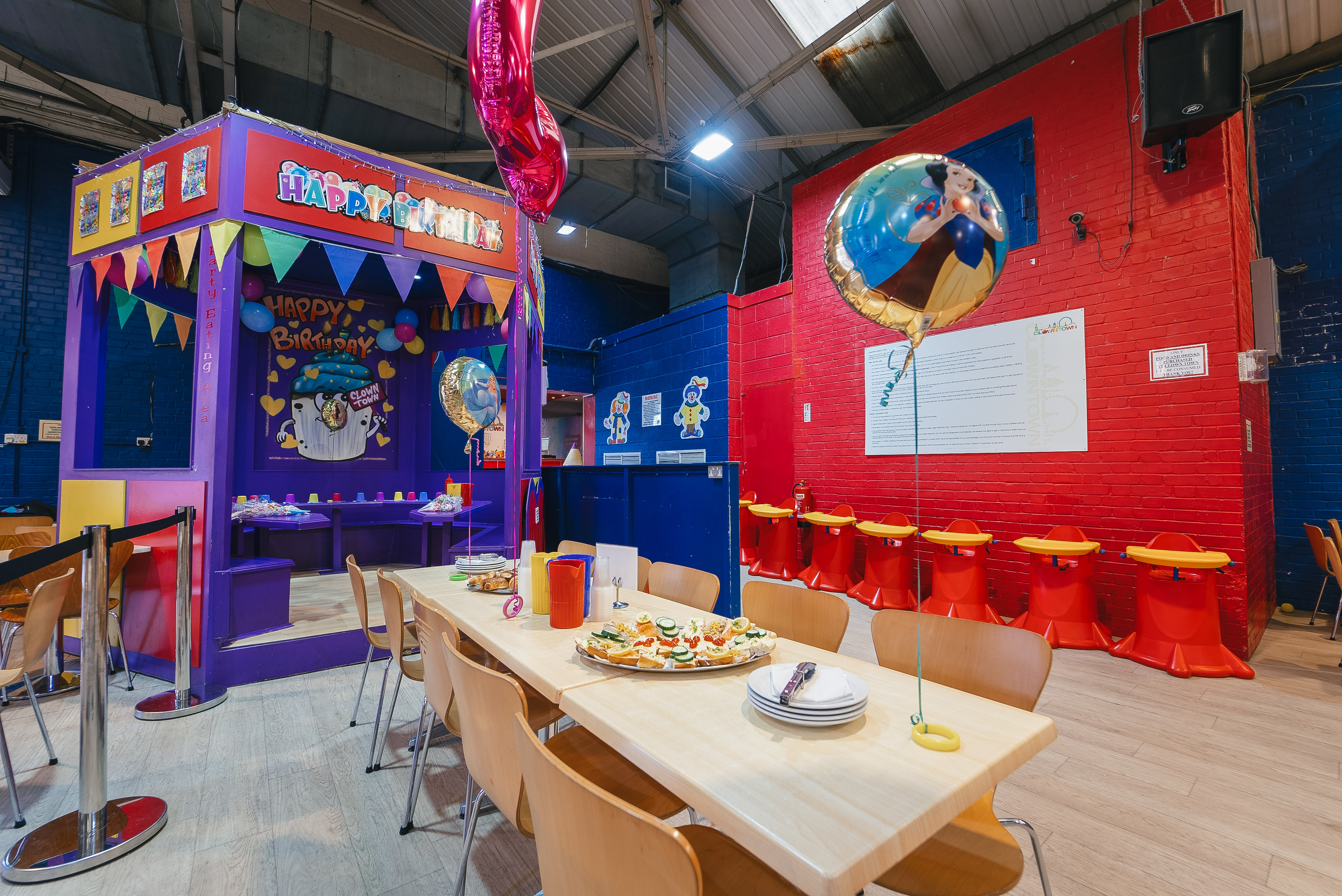 Amazing party decorations in private party area for kids birthday party