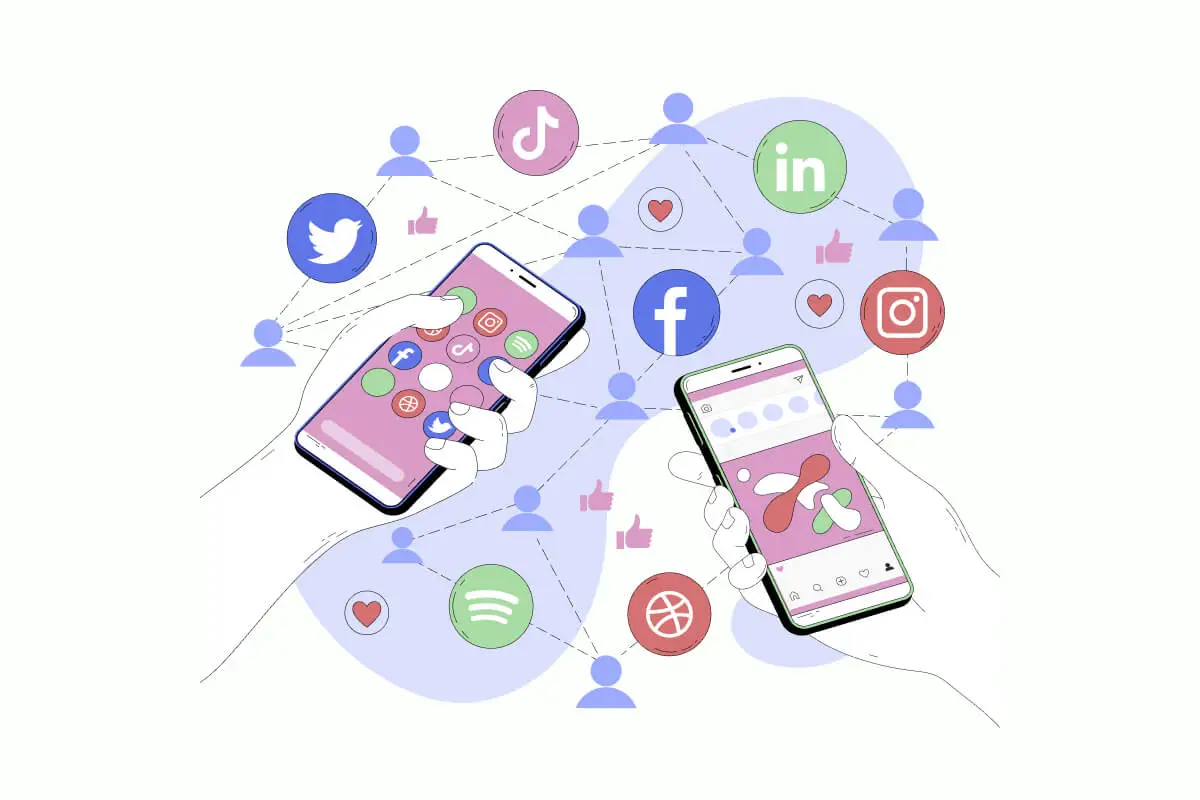 Abstract illustration of social media apps.