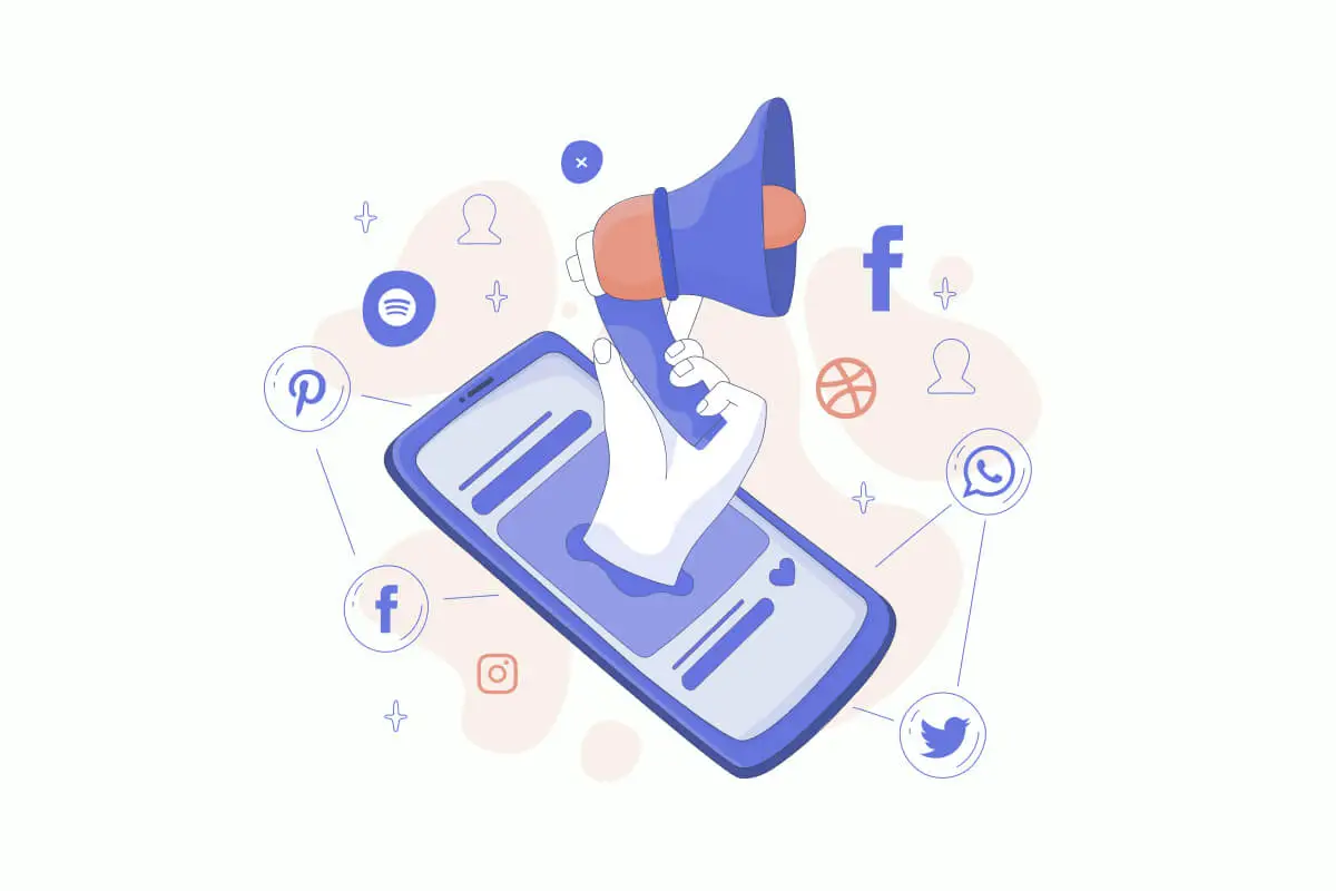Abstract illustration of social media marketing strategies.