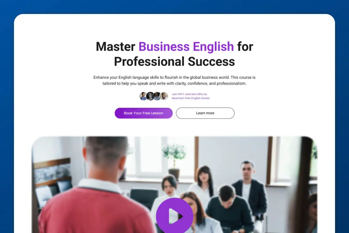 Screenshot of a conversion focused landing Page designed by Mabit Web Studio.