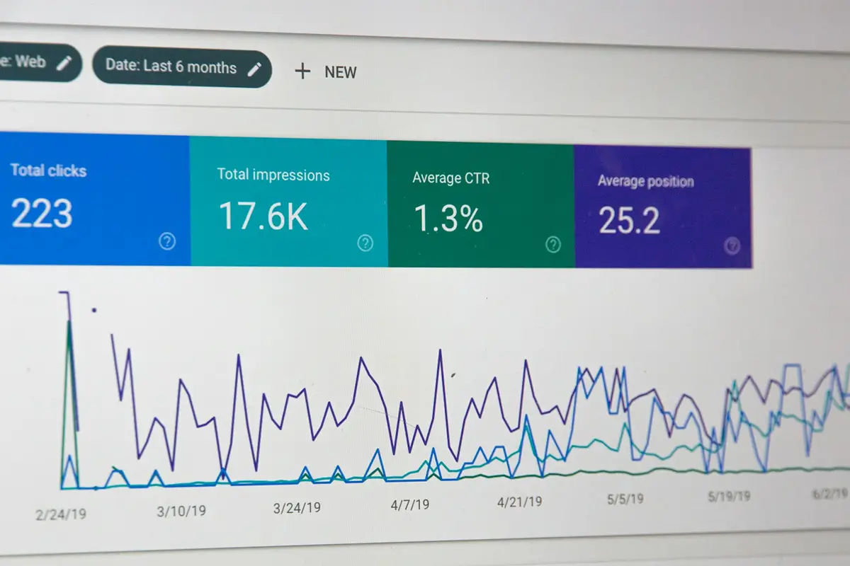 Google Analytics dashboard on a computer screen displaying SEO performance metrics of a tutoring website.