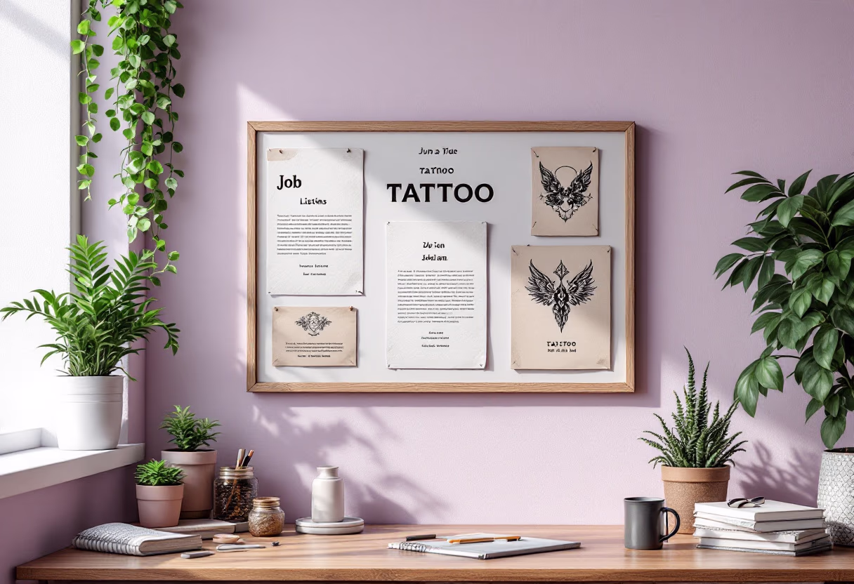 image of job posting board in a tattoo studio