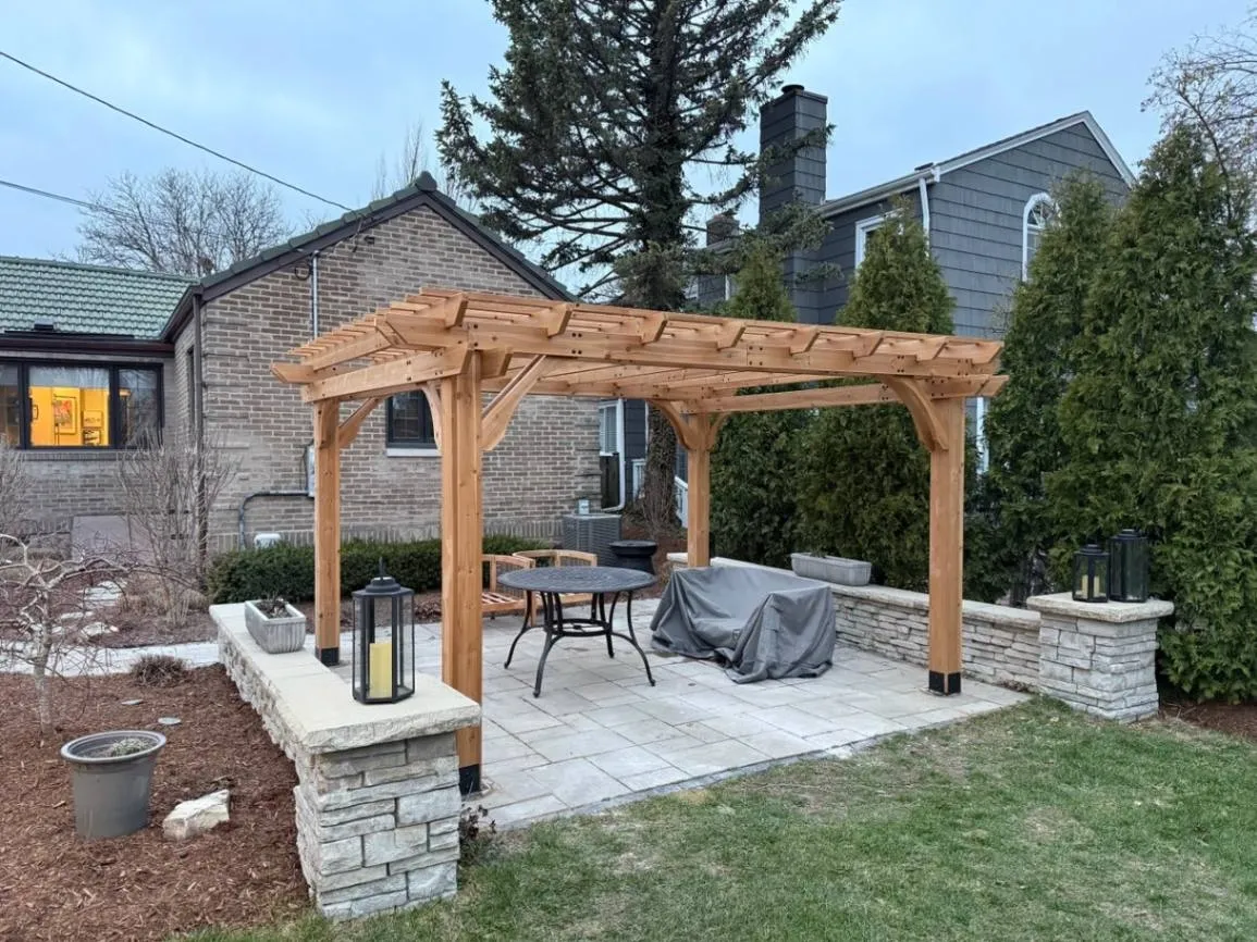 Completed gazebo installation with weather-resistant hardware