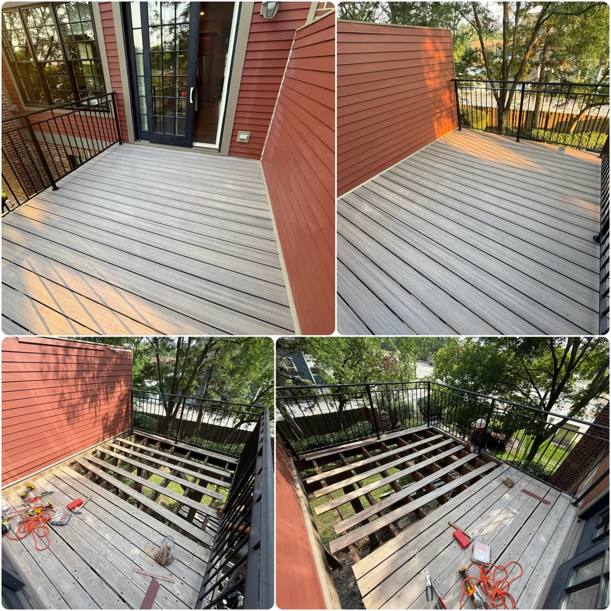 Deck renovation replacing old wood with durable composite boards in Chicago, Illinois