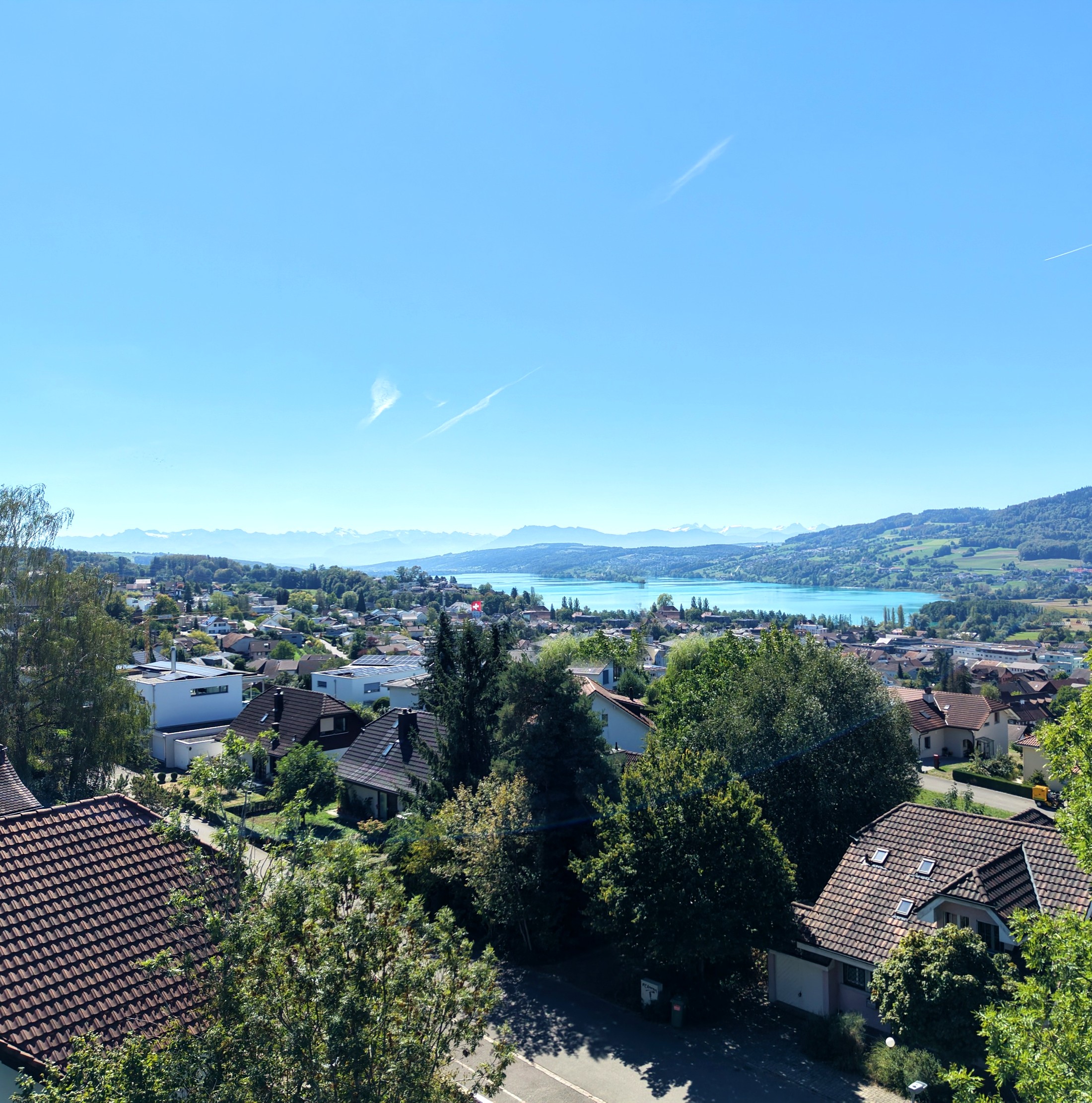 Aussicht vom Grundstueck Lago Vista Seengen auf den Hallwilersee