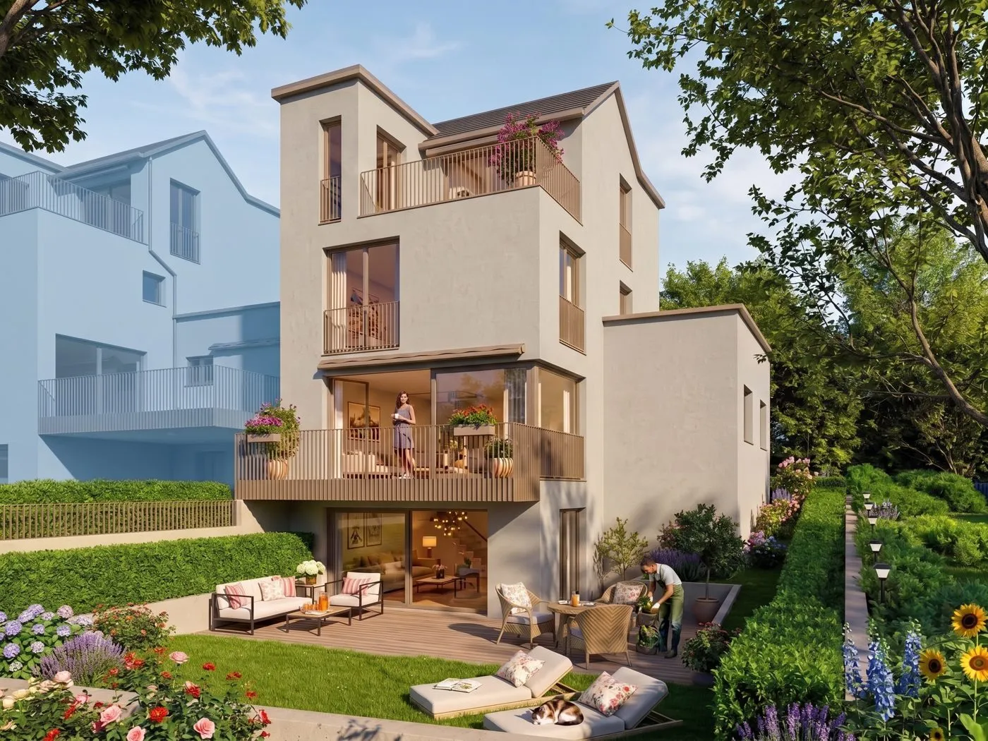 Neubau Einfamilienhaus Bachenbülach – Gartenansicht