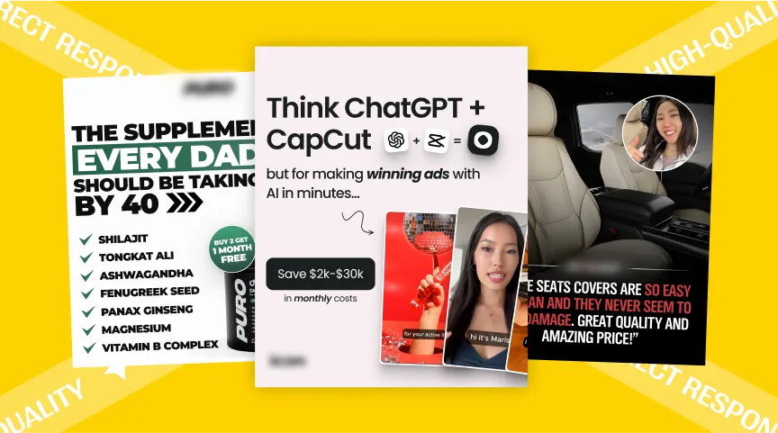 A collage of static ads produced by Media Engineered