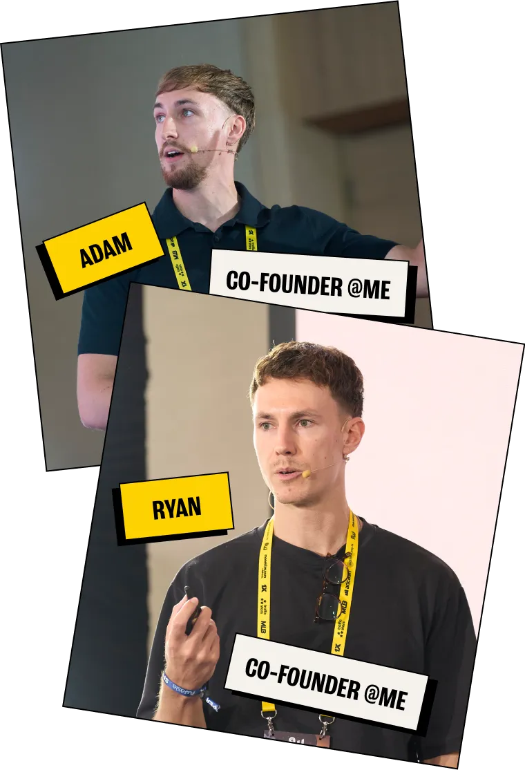 Adam and Ryan, co-founders of Media Engineered, speaking at an event