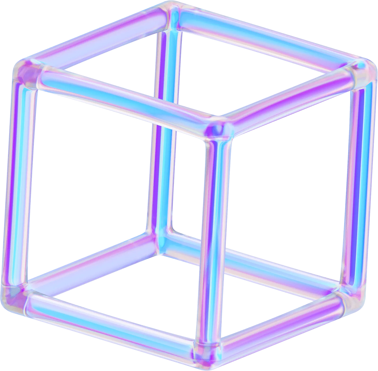 Abstract glowing blue and purple wireframe cube, symbolizing data, structure, and AI technology within the blog section.