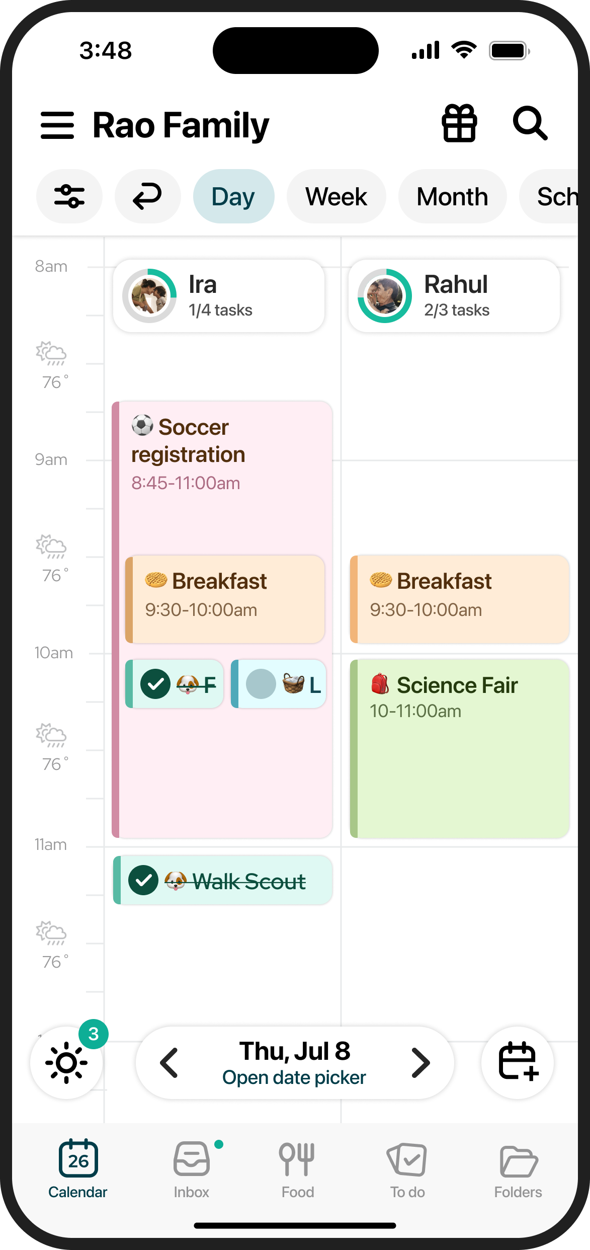 Calendar Side by Side View