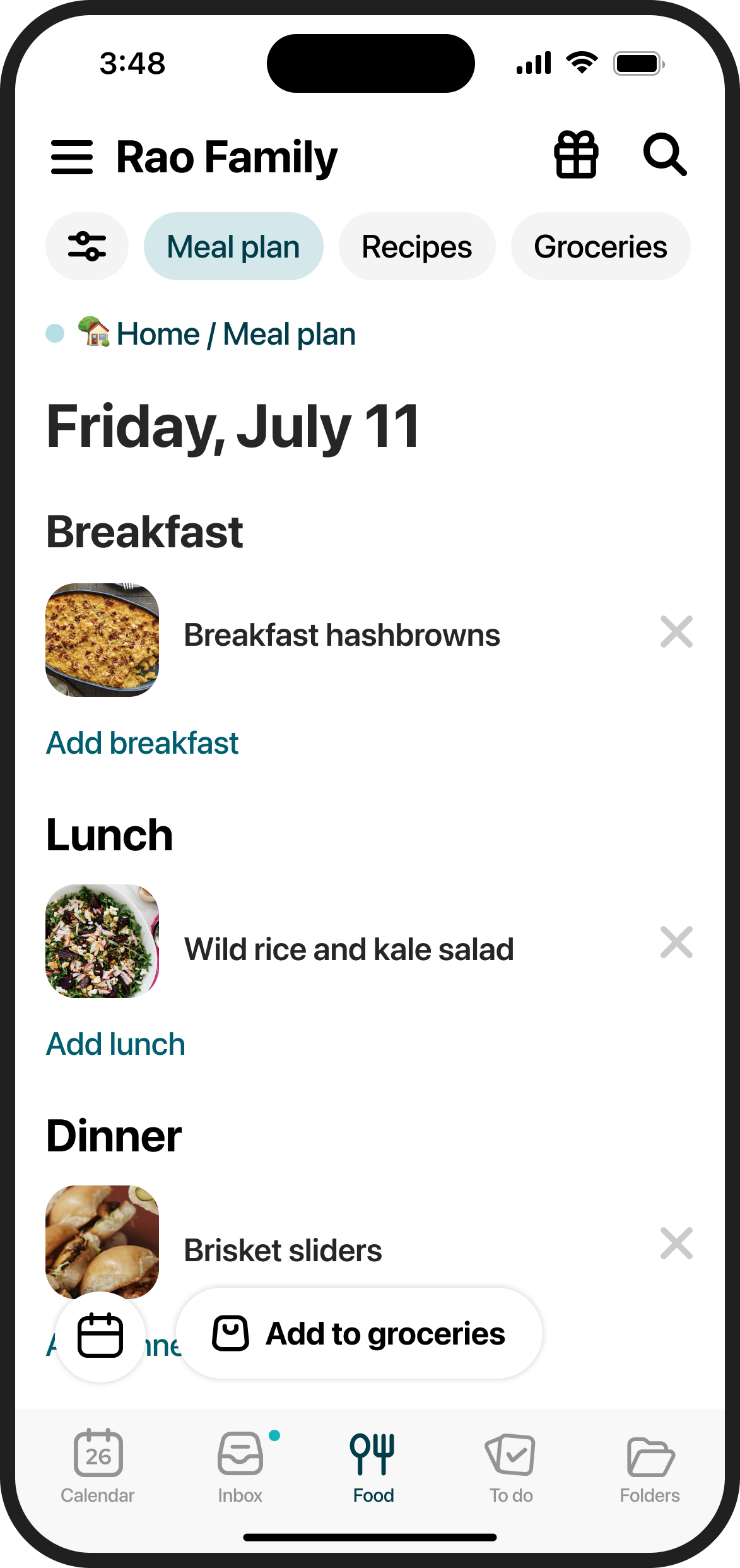Meal plan