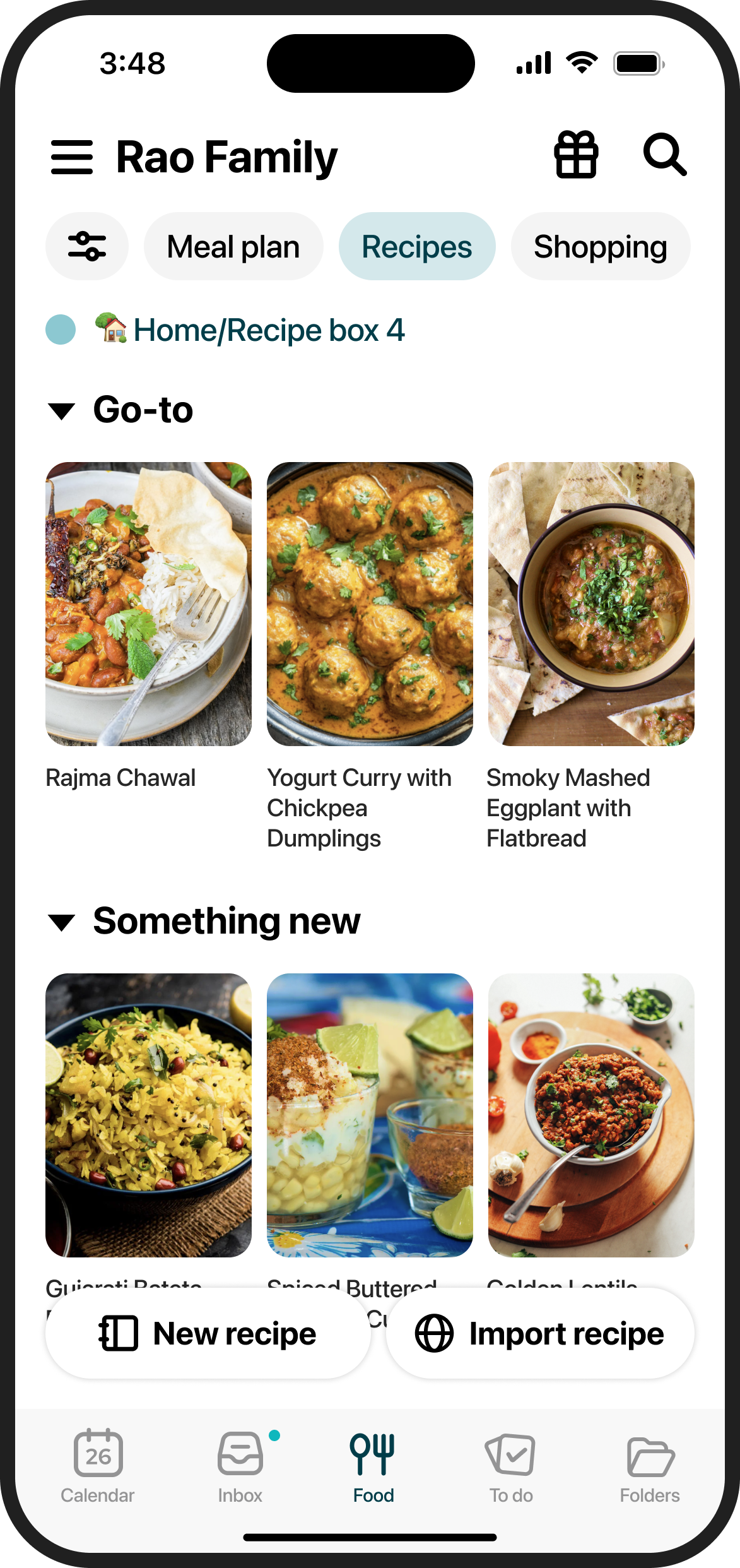 Recipes view