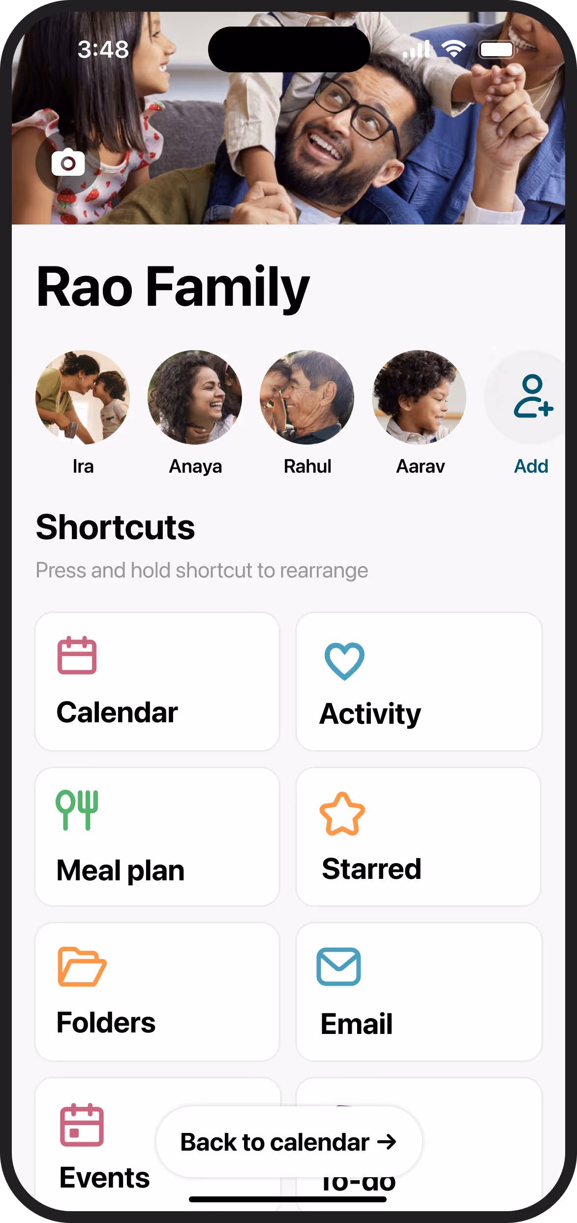 iPhone screenshot showing menu within the Maple app