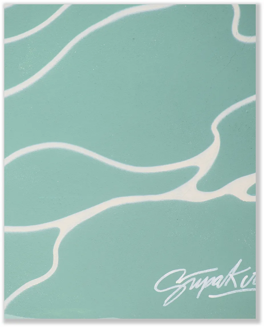 Illustration abstraite aux tons bleu pastel et blanc

