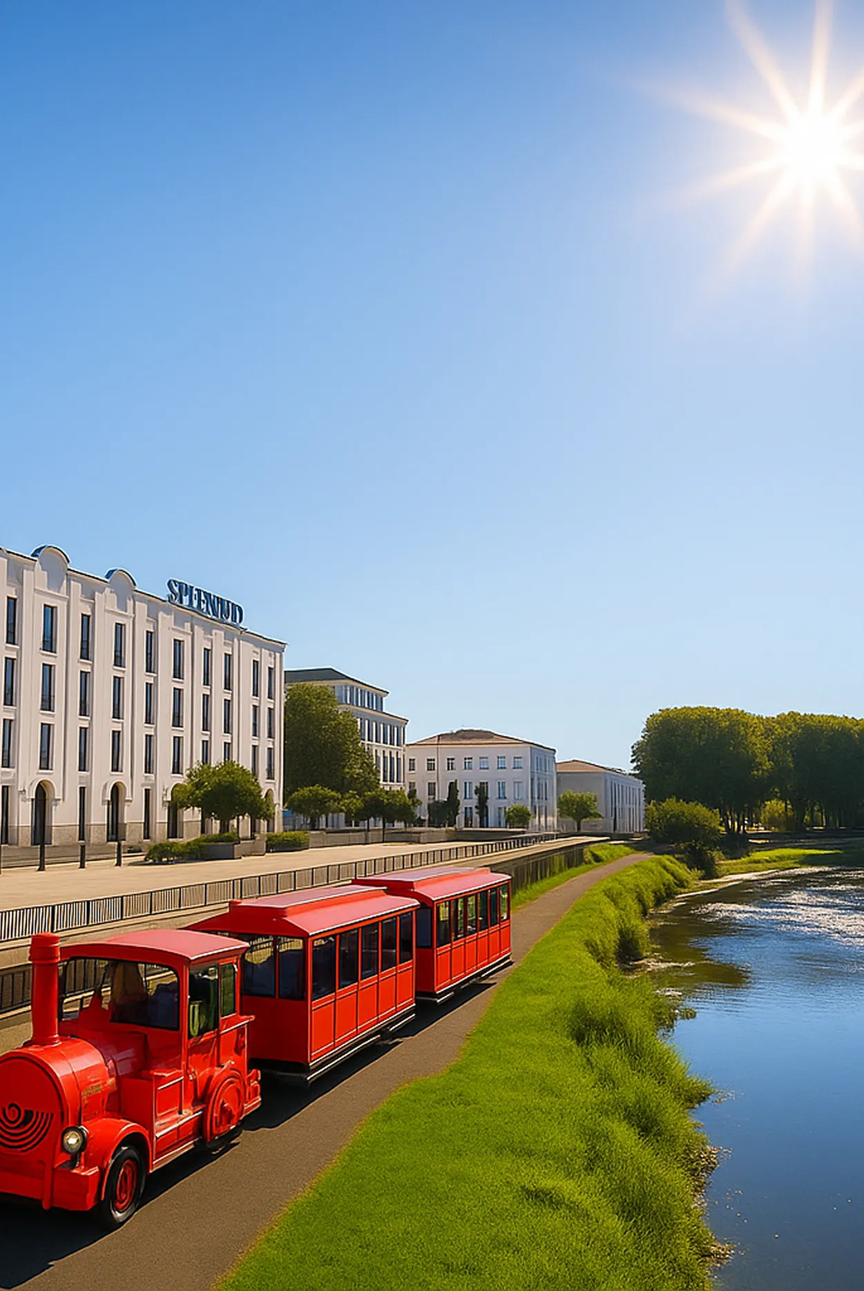 Vue du Petit Train Dax longeant la rivière Adour