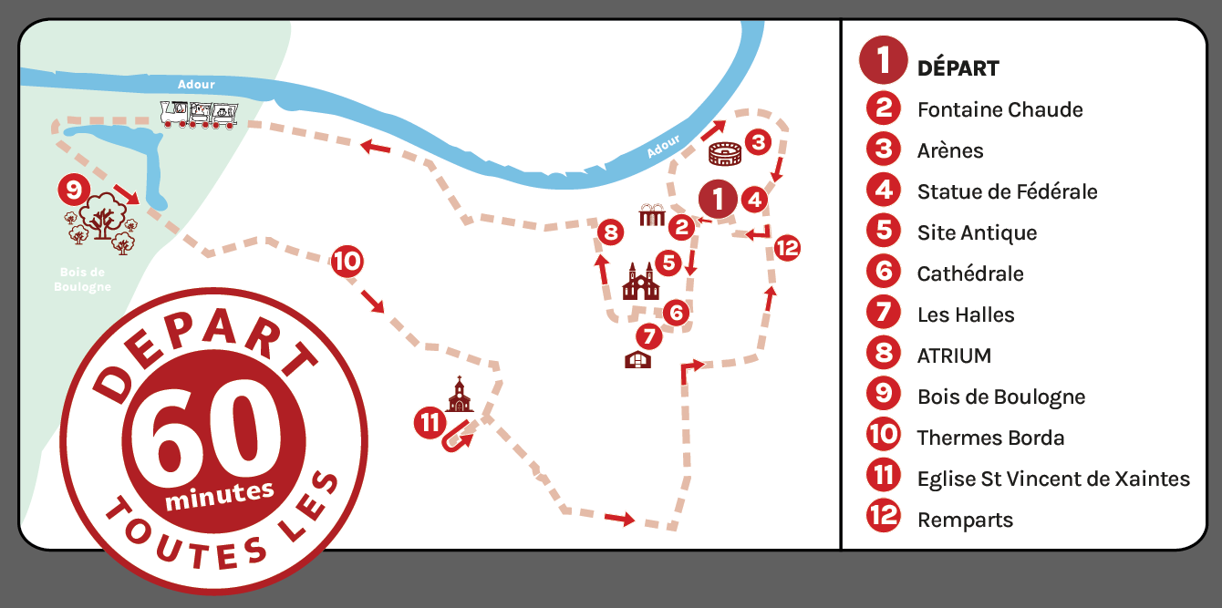 map of petit train de dax