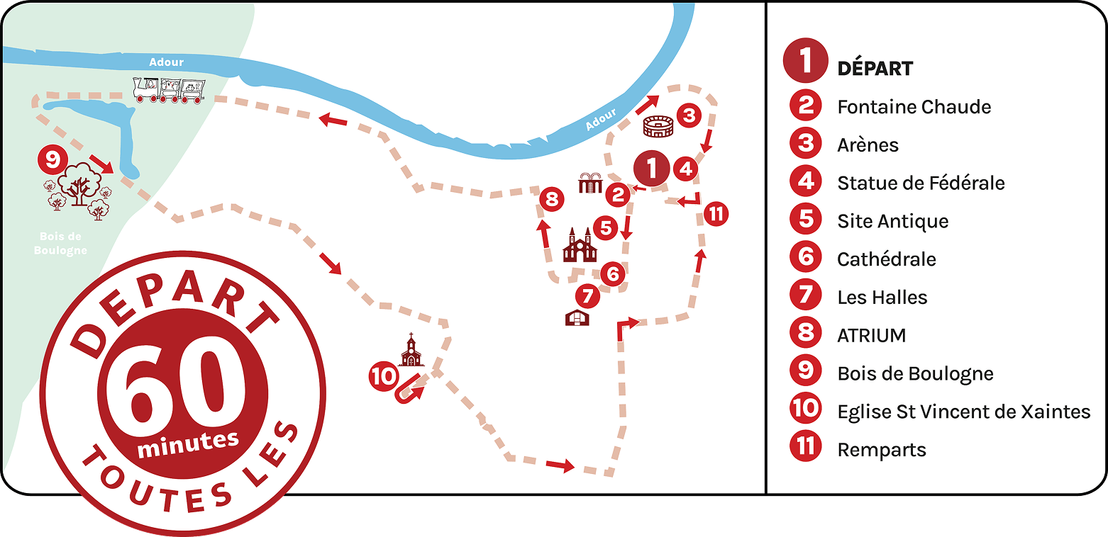 map of petit train de dax