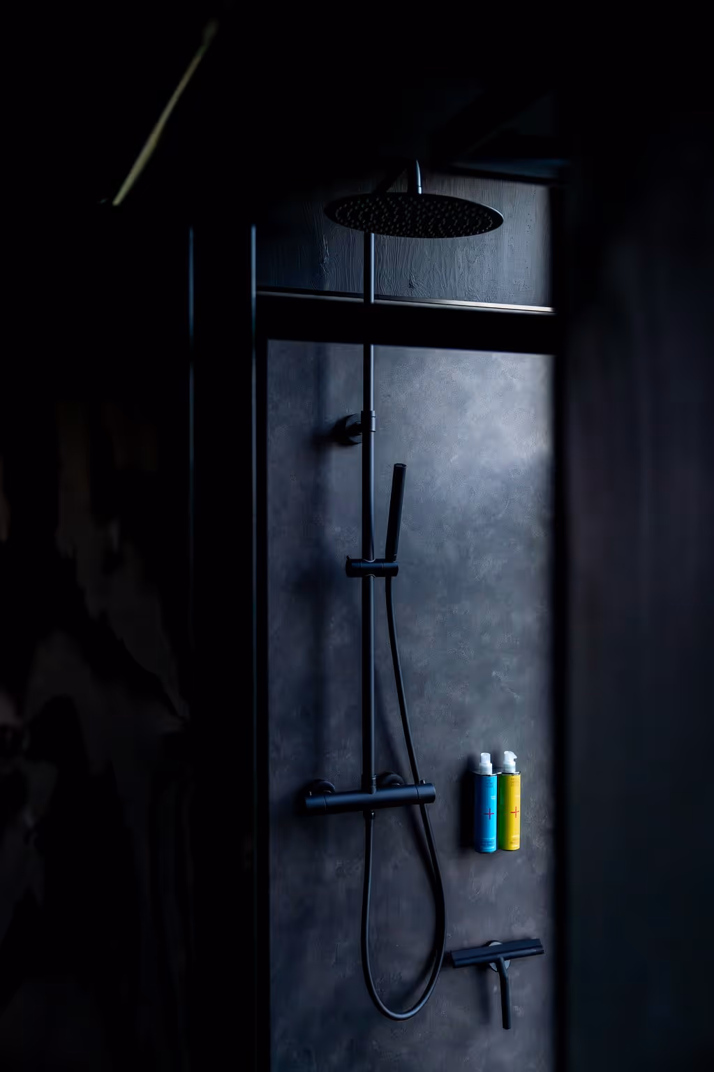 Regenwalddusche im Badezimmer der NORI Cabin auf Rügen