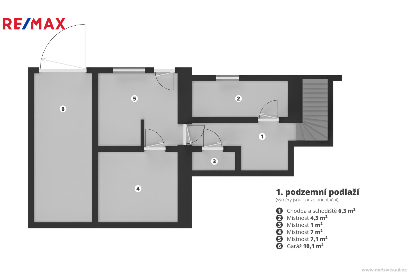 2D půdorys sklepních prostor