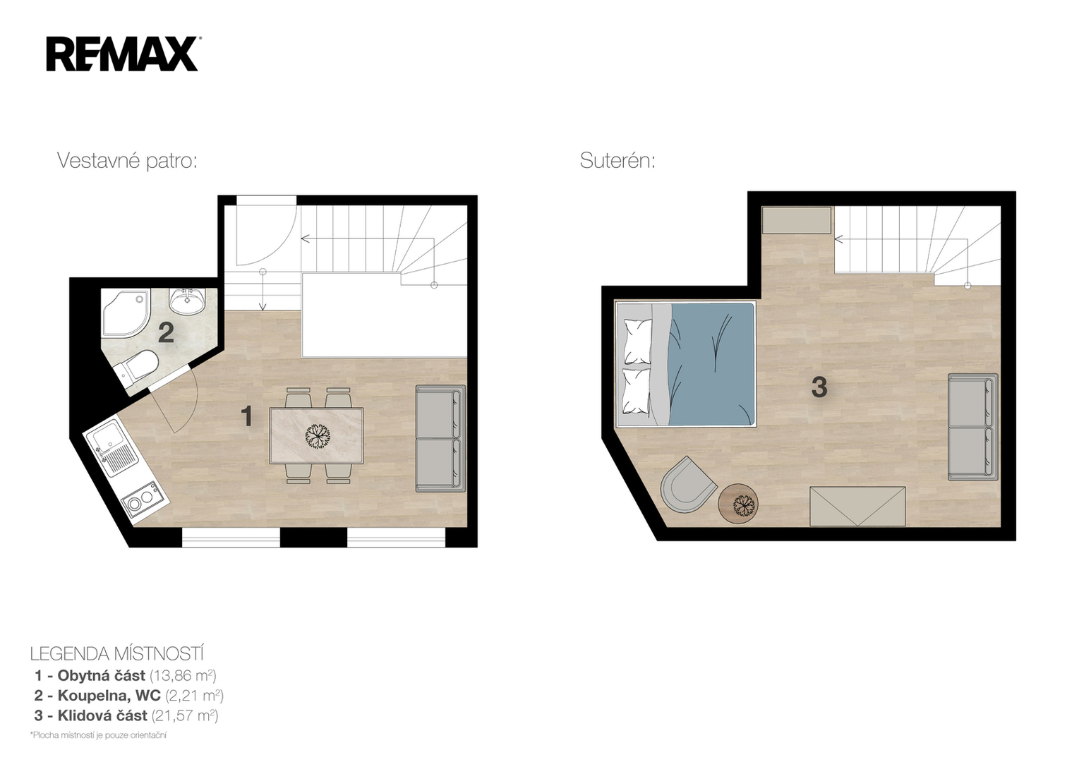 Suterén- 2D barevný půdorys