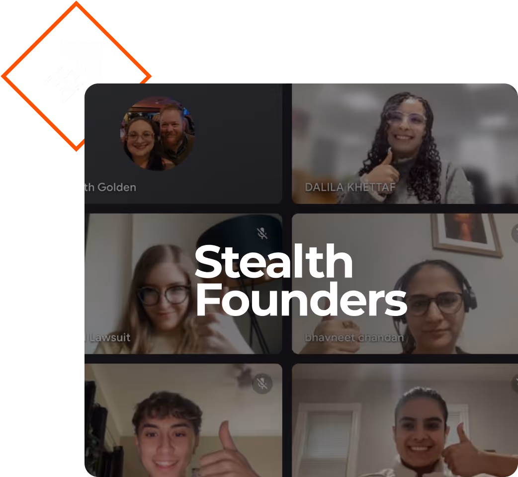 A workshop snap of stealth founders in Google meet