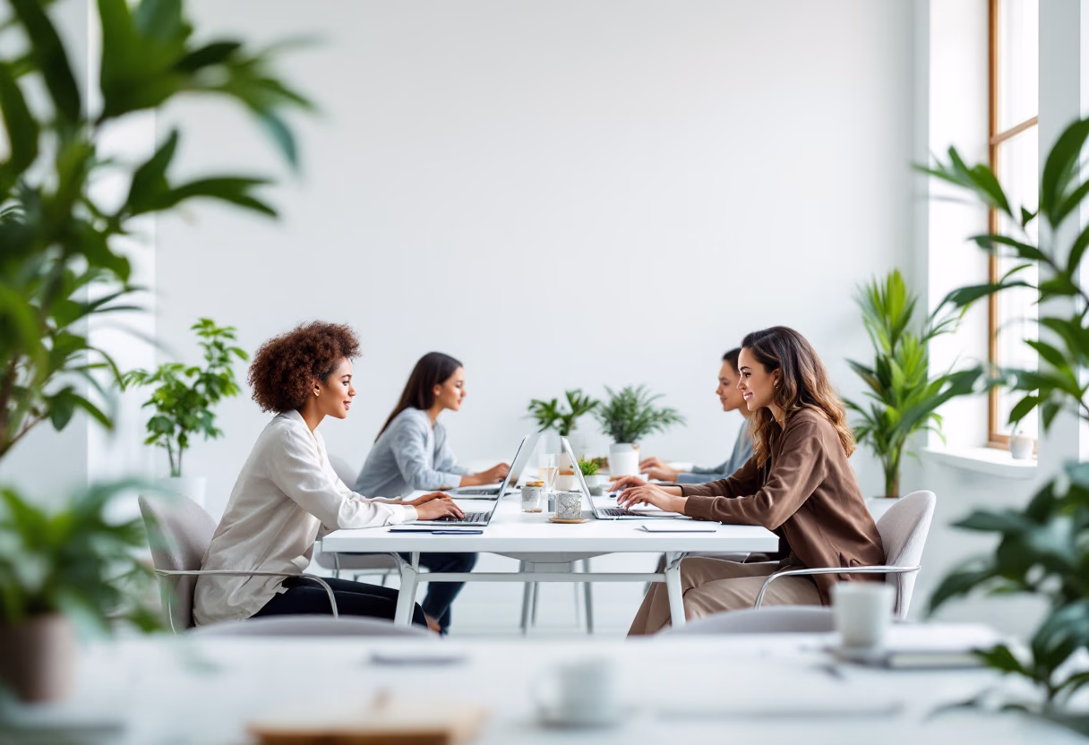 image of a bustling office environment (for a social media and communication)